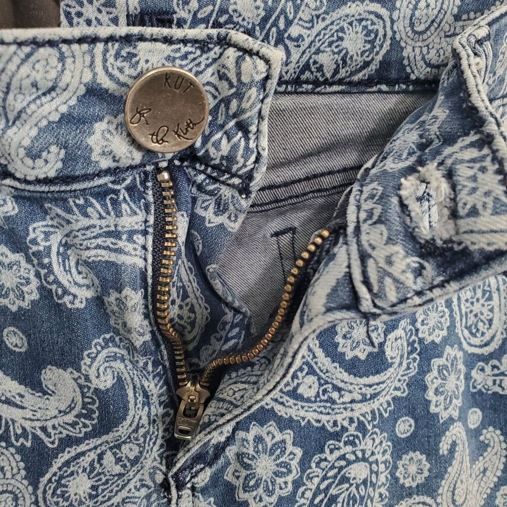 Kut From The Kloth Jeans Eva Boho Paisley Printed Denim Ankle Skinny Festival - Picture 11 of 16